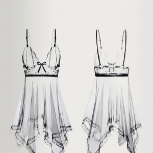 Deep V See-Through Lace Sling Nightdress