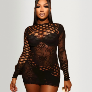 European and American sexy hollow dress