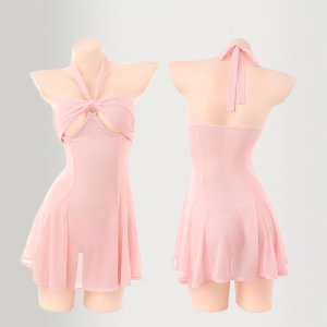 Removable underwire see-through tulle slip dress